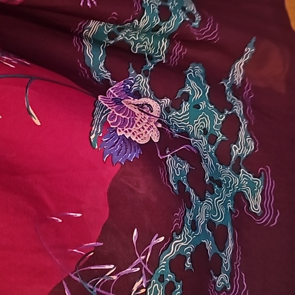 Vintage 1980s wrap around dress in magenta, purple and teal. Size 13/14. - Picture 3 of 3